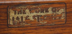 Remnants L.& J.G. Stickley decal signature: "The Work Of L. & J.G. Stickley", circa 1912 - 1918.